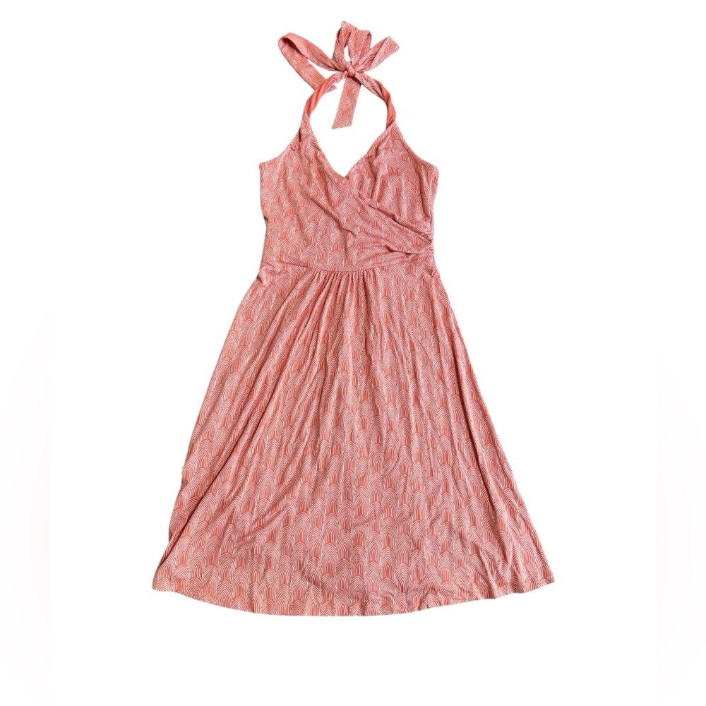 Boden St. Lucia Halter Dress Coral & White size 4, like new! - Picture 2 of 10